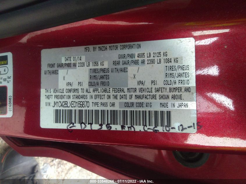 2014 MAZDA MAZDA5 SPORT JM1CW2BLXE0169870