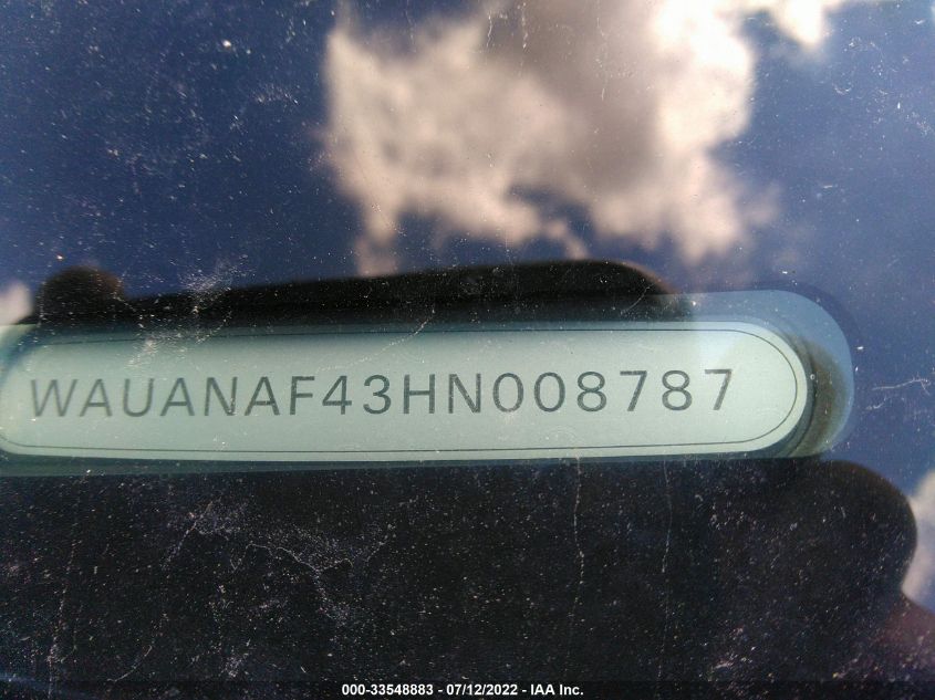 2017 AUDI A4 PREMIUM WAUANAF43HN008787