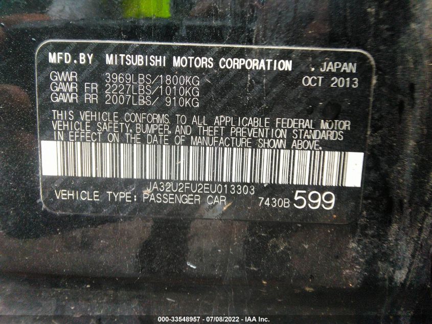 2014 MITSUBISHI LANCER ES/ES SPORT JA32U2FU2EU013303