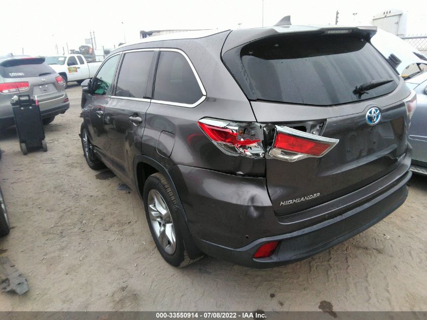 2016 TOYOTA HIGHLANDER HYBRID LIMITED 5TDDCRFH2GS018517