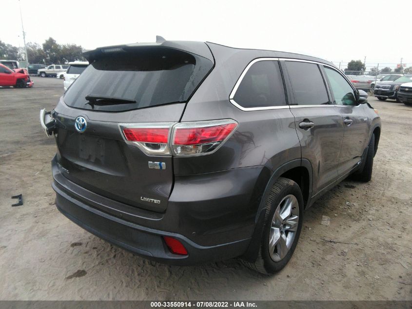 2016 TOYOTA HIGHLANDER HYBRID LIMITED 5TDDCRFH2GS018517