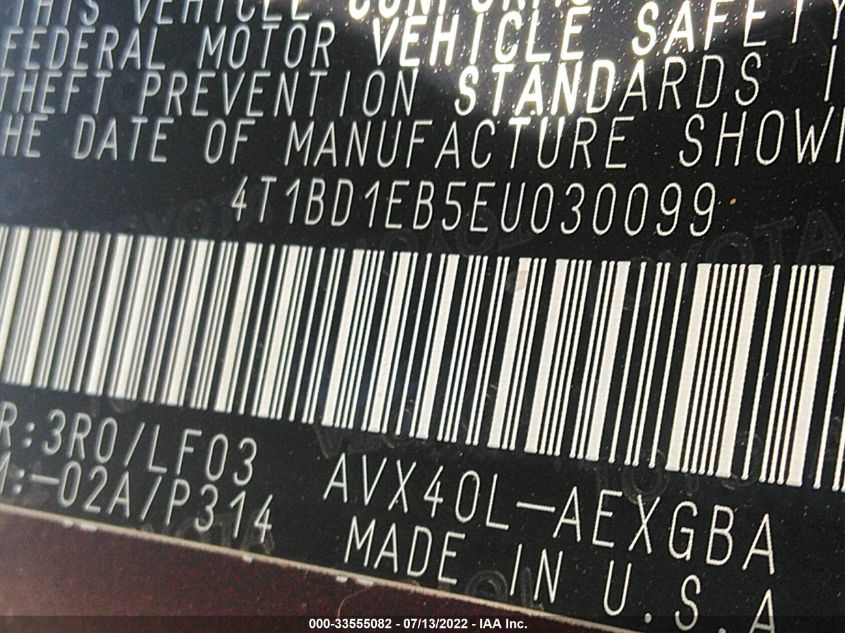 2014 TOYOTA AVALON HYBRID HYBRID/PREM/TOUR/LTD 4T1BD1EB5EU030099