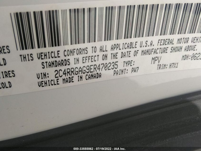 2014 RAM CARGO VAN TRADESMAN 2C4RRGAG9ER470235