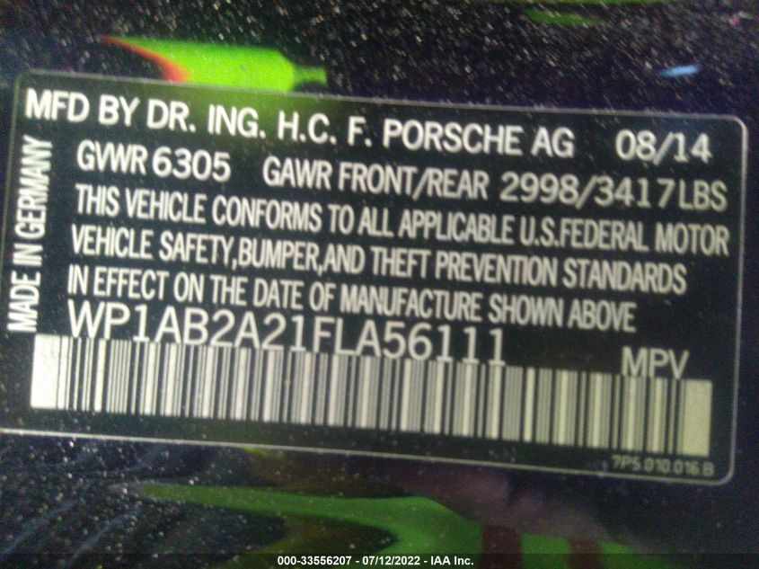 2015 PORSCHE CAYENNE S WP1AB2A21FLA56111