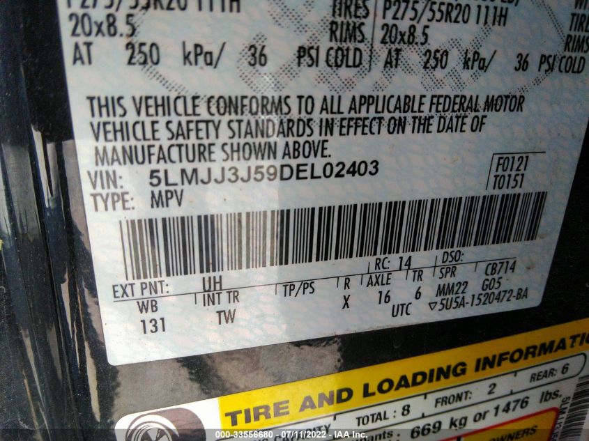 2013 LINCOLN NAVIGATOR L 5LMJJ3J59DEL02403
