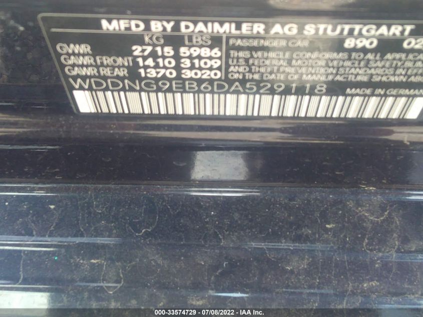 2013 MERCEDES-BENZ S-CLASS S 550 WDDNG9EB6DA529118