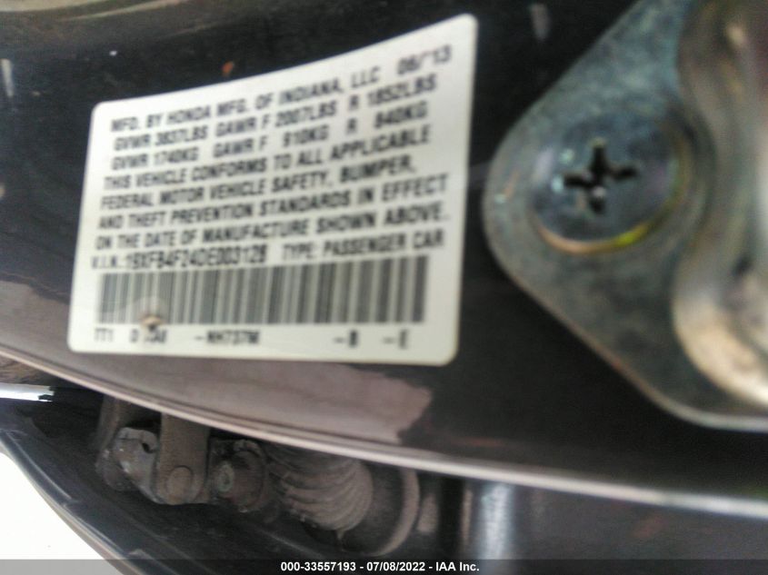 2013 HONDA CIVIC HYBRID 19XFB4F24DE003128