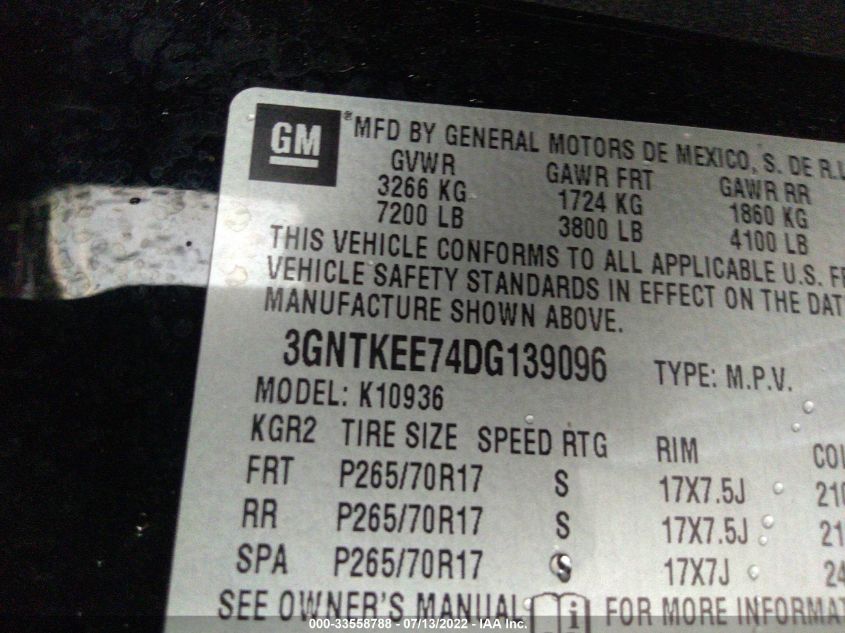 2013 CHEVROLET AVALANCHE LS 3GNTKEE74DG139096