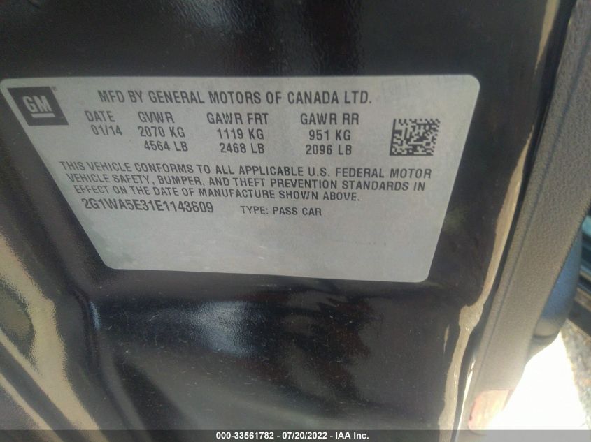 2014 CHEVROLET IMPALA LIMITED LS 2G1WA5E31E1143809