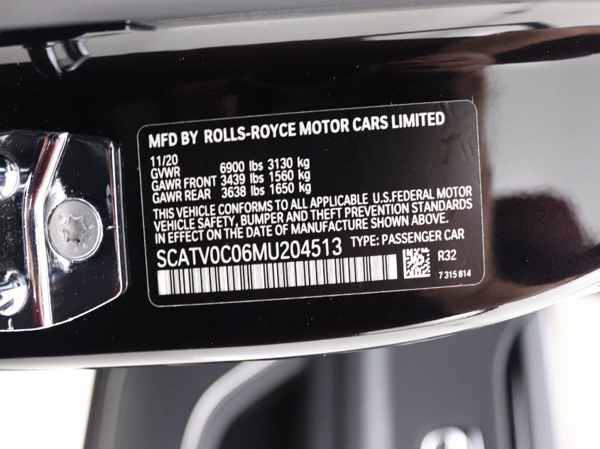 2021 ROLLS-ROYCE GHOST SCATV0C06MU204513