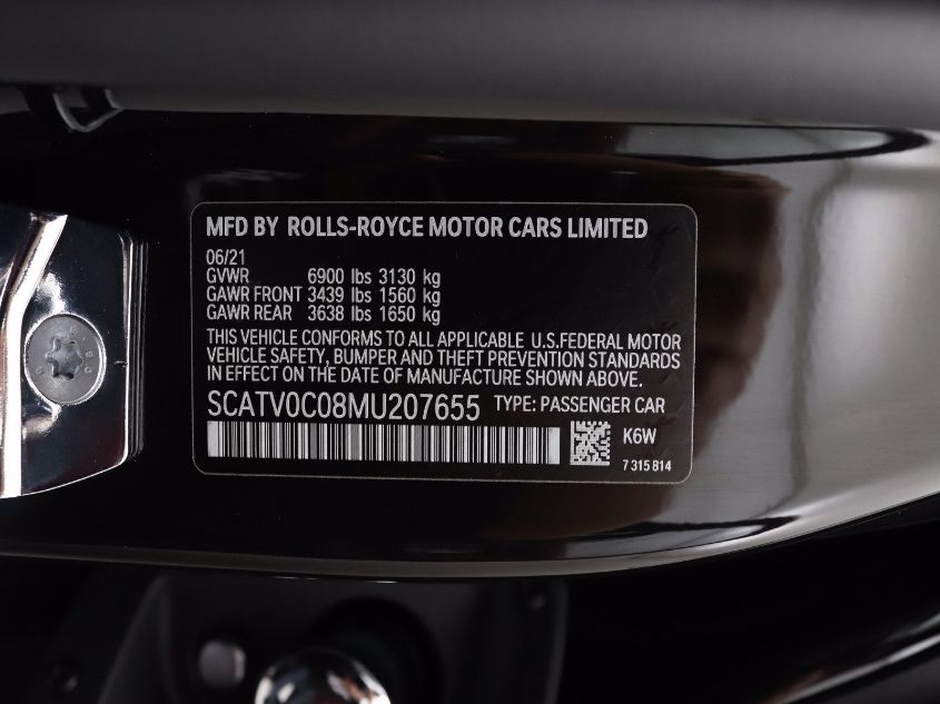 2021 ROLLS-ROYCE GHOST SCATV0C08MU207655