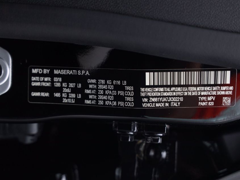 2018 MASERATI LEVANTE S ZN661YUA7JX302210