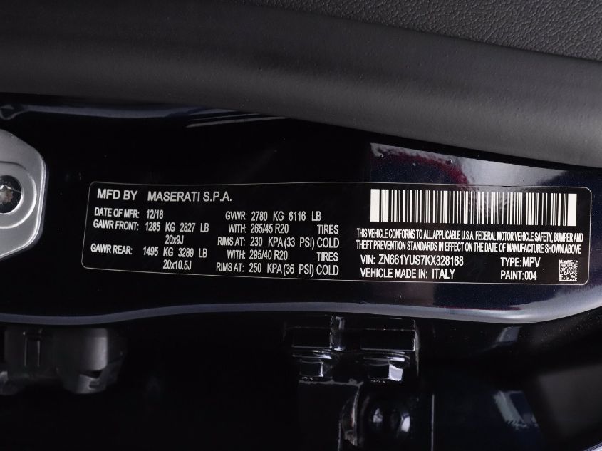 2019 MASERATI LEVANTE S GRANSPORT ZN661YUS7KX328168