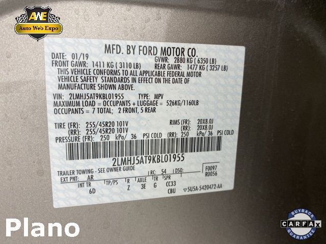 2019 LINCOLN MKT RESERVE/STANDARD 2LMHJ5AT9KBL01955