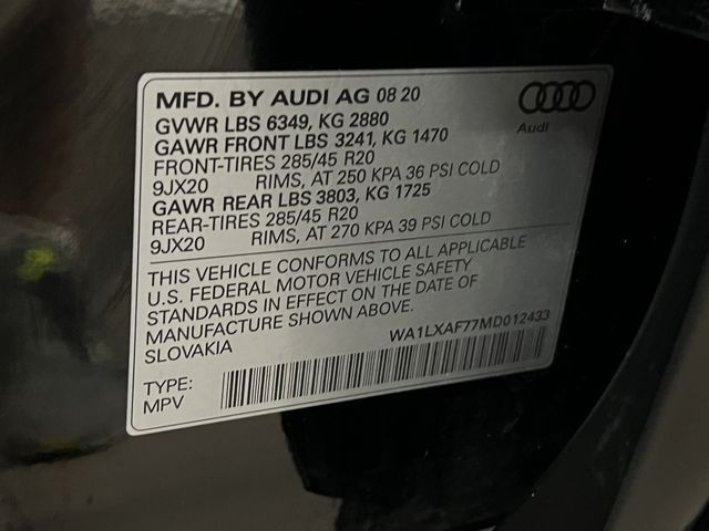 2021 AUDI Q7 PREMIUM PLUS WA1LXAF77MD012433