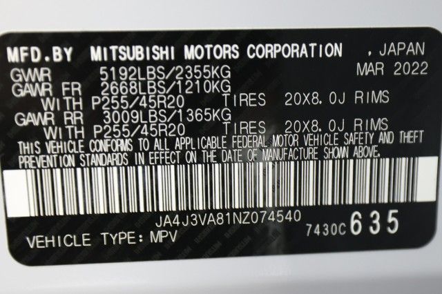 2022 MITSUBISHI OUTLANDER SEL JA4J3VA81NZ074540
