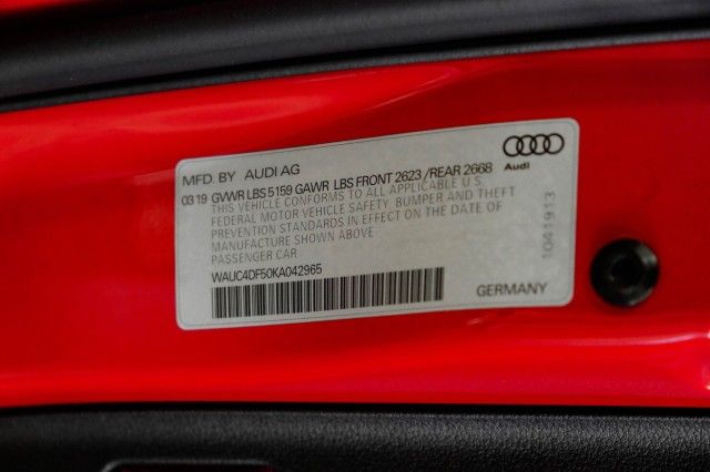 2019 AUDI S5 SPORTBACK PRESTIGE WAUC4DF50KA042965
