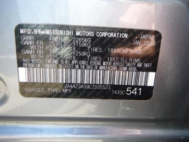 2020 MITSUBISHI OUTLANDER ES/SE/SEL/LE/SP JA4AZ3A39LZ035523