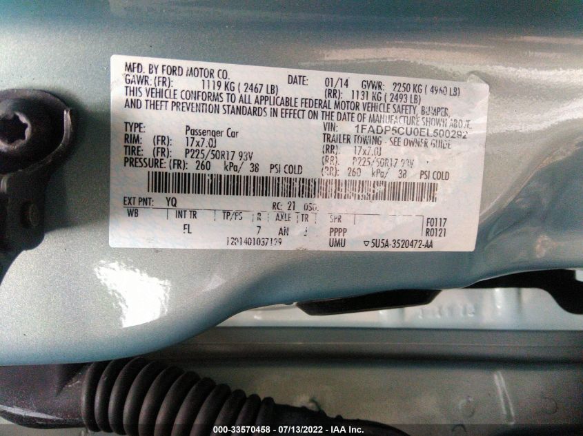 2014 FORD C-MAX ENERGI PREMIUM 1FADP5CU0EL500292