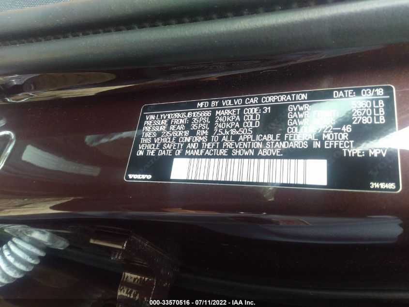 2018 VOLVO XC60 MOMENTUM LYV102RK6JB105666