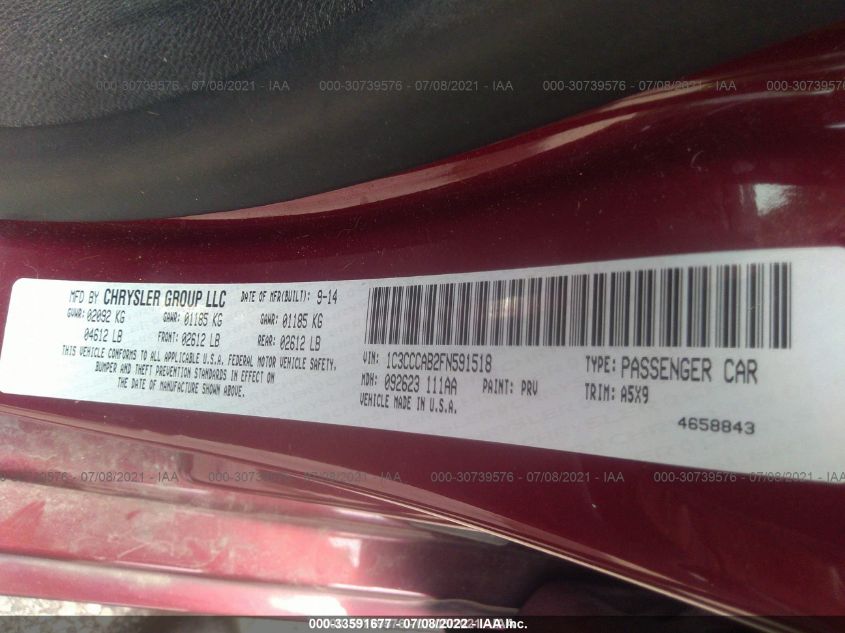 2015 CHRYSLER 200 LIMITED 1C3CCCAB2FN591518