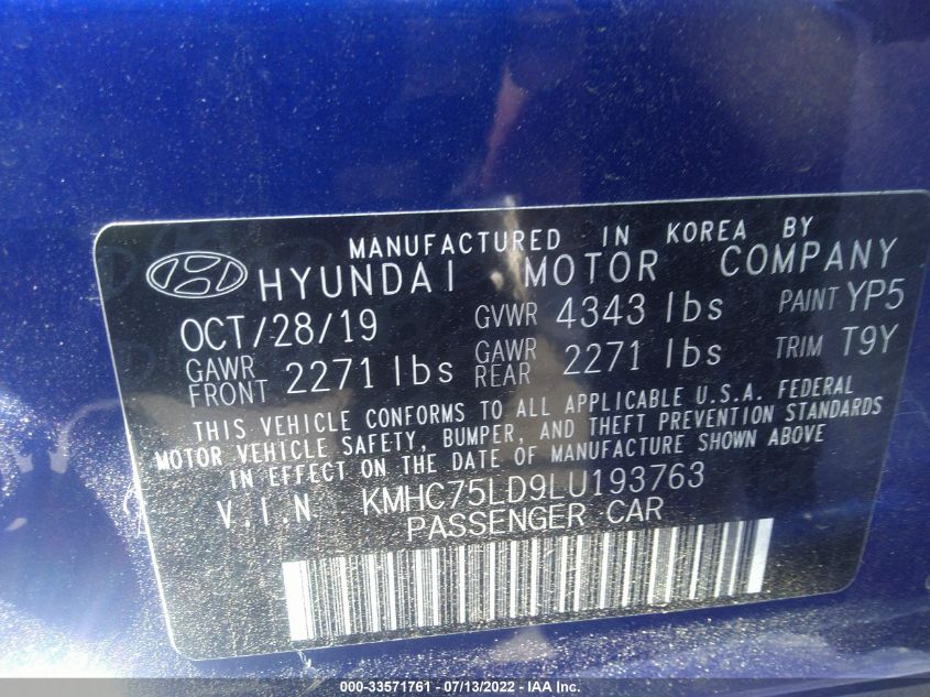 2020 HYUNDAI IONIQ PLUG-IN HYBRID SEL KMHC75LD9LU193763