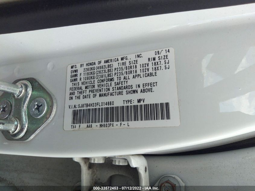 2015 ACURA RDX 5J8TB4H33FL014660