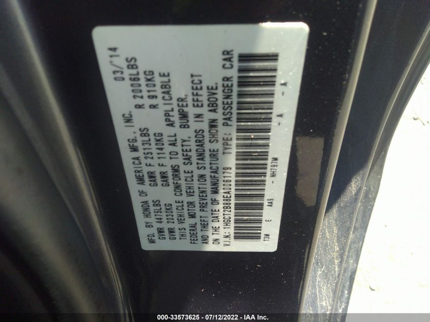 2014 HONDA ACCORD CPE EX-L 1HGCT2B88EA006179