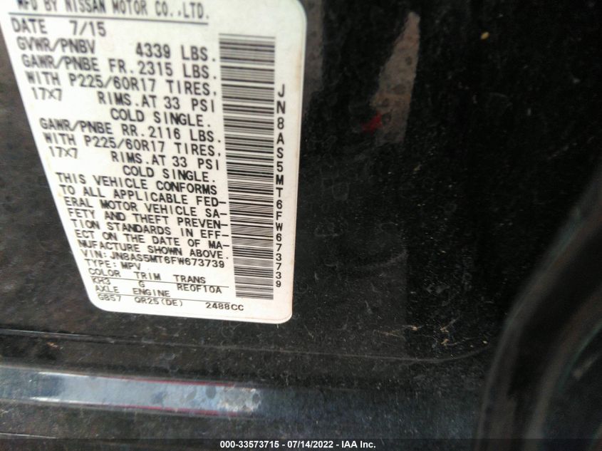 2015 NISSAN ROGUE SELECT S JN8AS5MT6FW673739