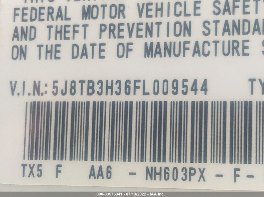 2015 ACURA RDX 5J8TB3H36FL009544