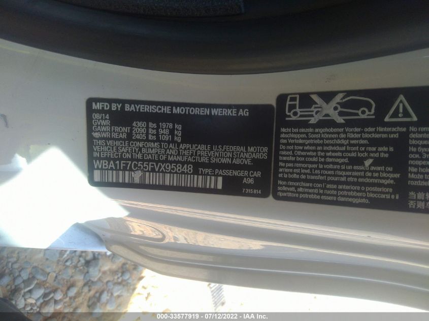 2015 BMW 2 SERIES 228I XDRIVE WBA1F7C55FVX95848