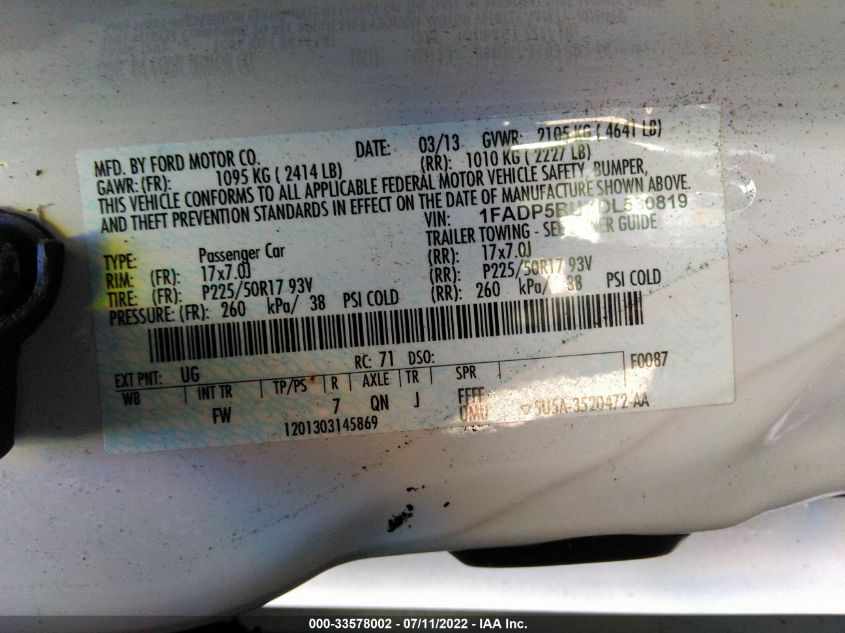 2013 FORD C-MAX HYBRID SEL 1FADP5BUXDL530819