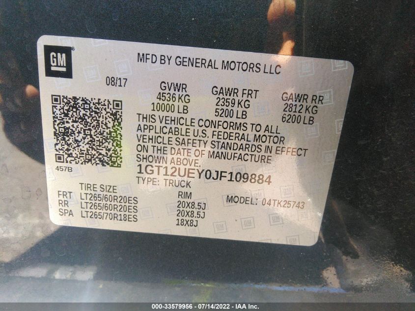 2018 GMC SIERRA 2500HD DENALI 1GT12UEY0JF109884