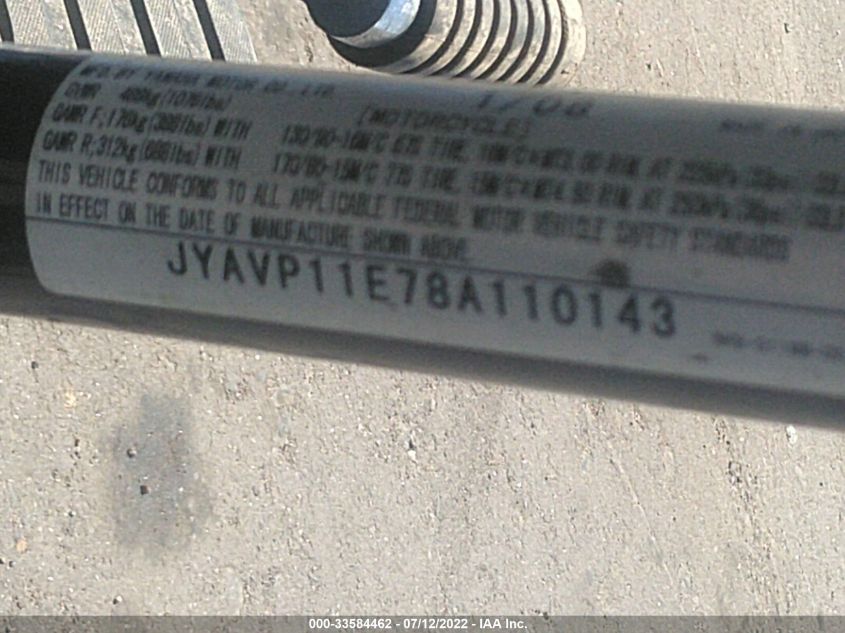 2008 YAMAHA XVS1100 A/AT JYAVP11E78A110143