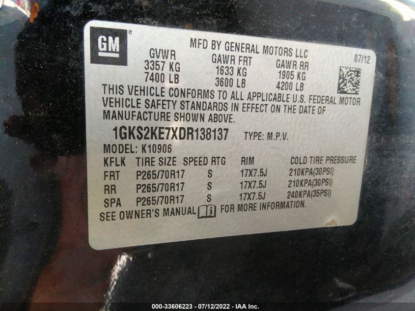 2013 GMC YUKON XL SLT 1GKS2KE7XDR138137