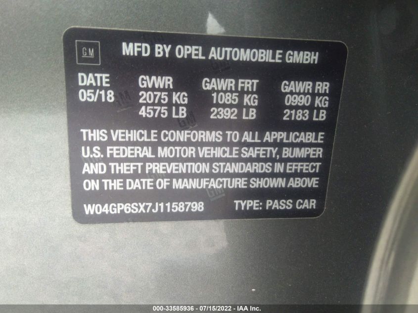2018 BUICK REGAL SPORTBACK ESSENCE W04GP6SX7J1158798