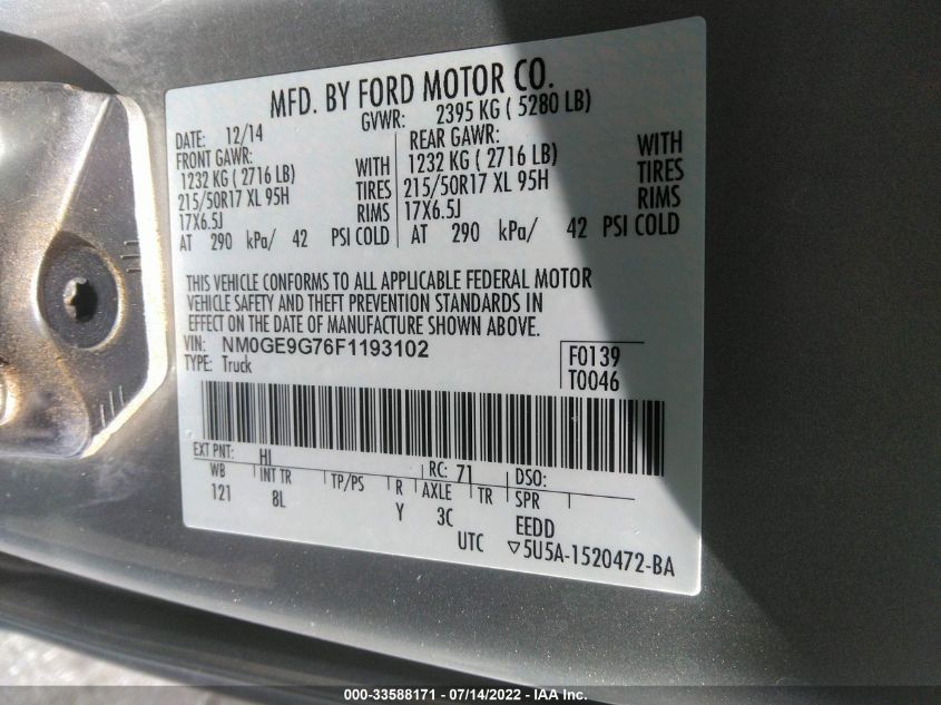 2015 FORD TRANSIT CONNECT WAGON TITANIUM NM0GE9G76F1193102