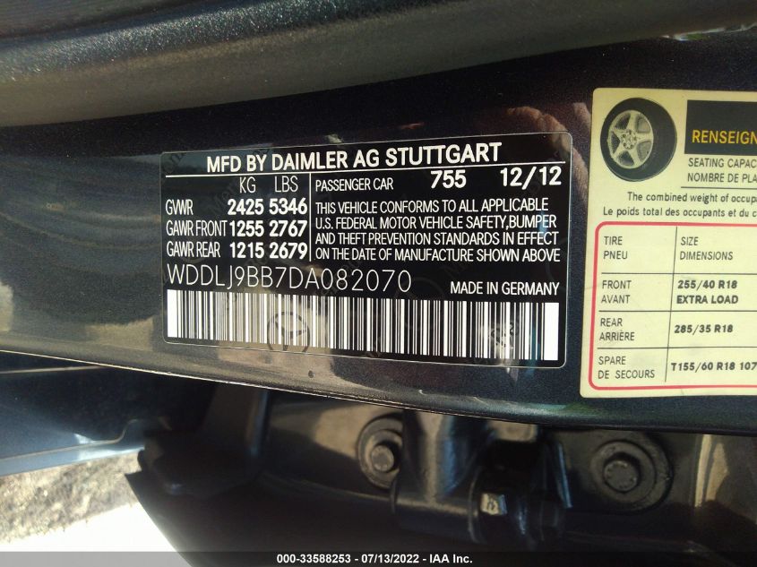 2013 MERCEDES-BENZ CLS-CLASS 550 4MATIC WDDLJ9BB7DA082070