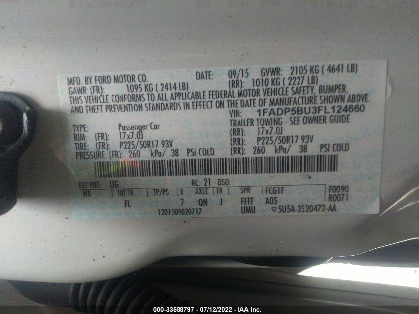2015 FORD C-MAX HYBRID SEL 1FADP5BU3FL124660