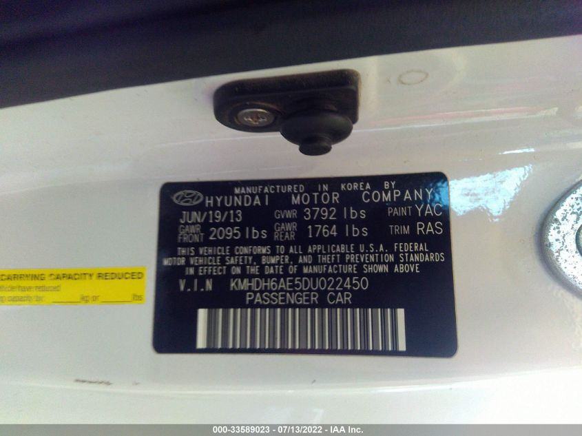2013 HYUNDAI ELANTRA COUPE SE KMHDH6AE5DU022450