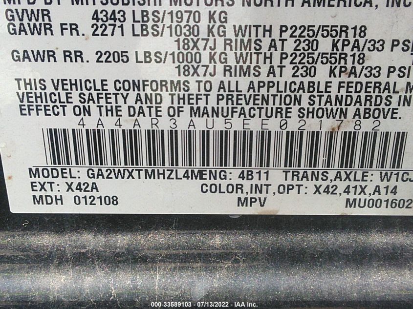 2014 MITSUBISHI OUTLANDER SPORT ES 4A4AR3AU5EE021782
