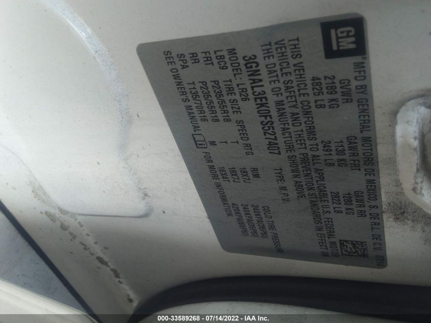 2015 CHEVROLET CAPTIVA SPORT FLEET LT 3GNAL3EK0FS527407