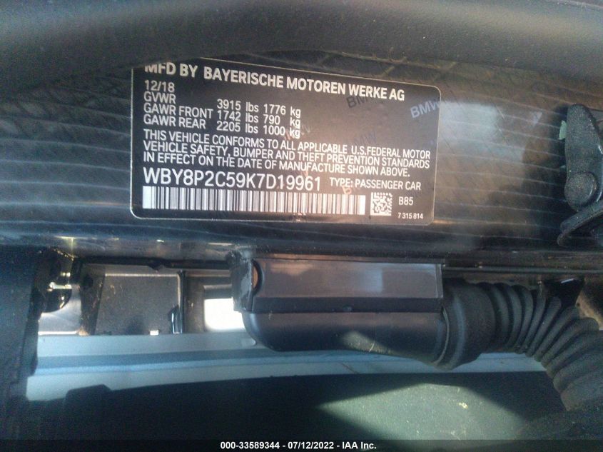 2019 BMW I3 WBY8P2C59K7D19961