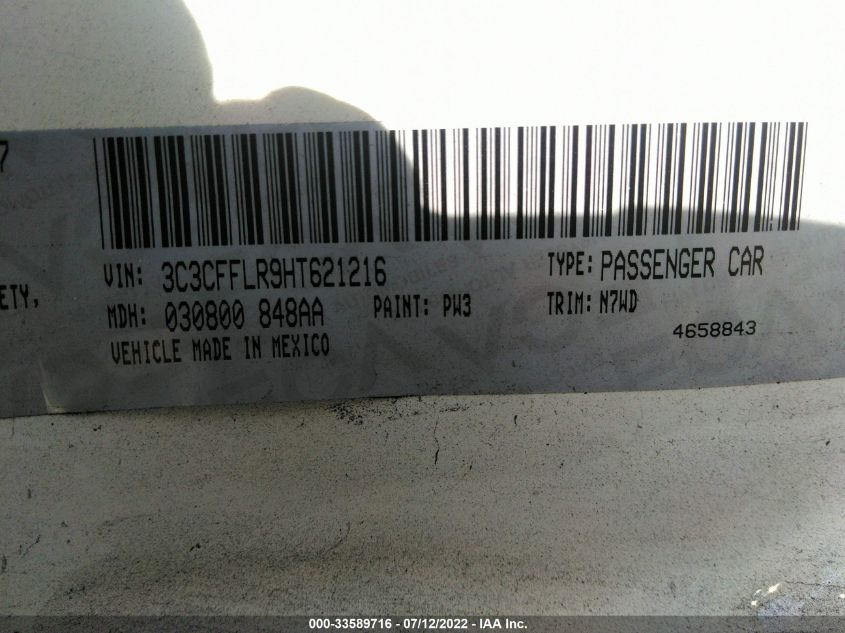 2017 FIAT 500C POP 3C3CFFLR9HT621216