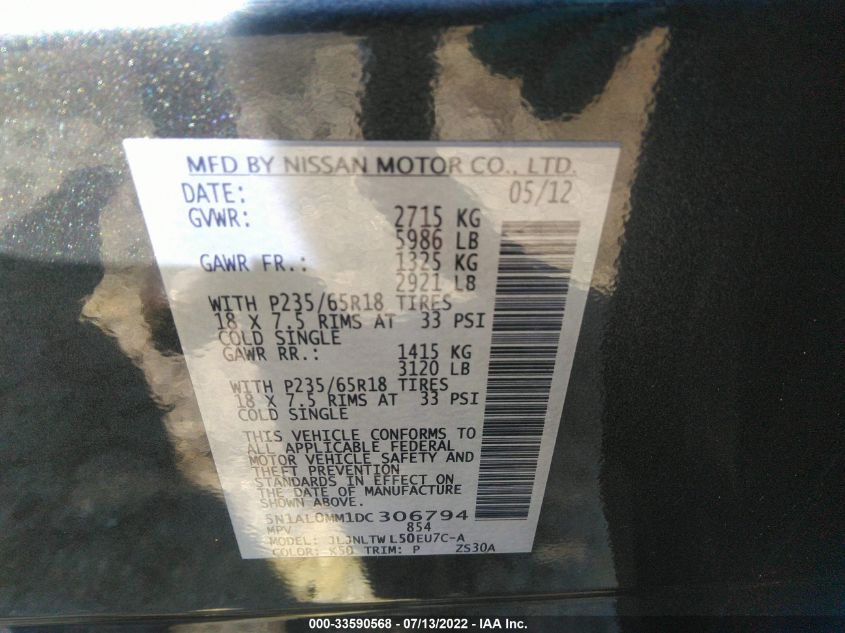 2013 INFINITI JX 5N1AL0MM1DC306794