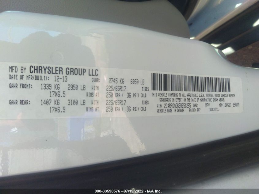 2014 RAM CARGO VAN TRADESMAN 2C4RRGAG6ER251295