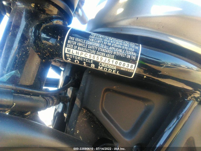 2018 HONDA CMX500 A MLHPC5659J5100038