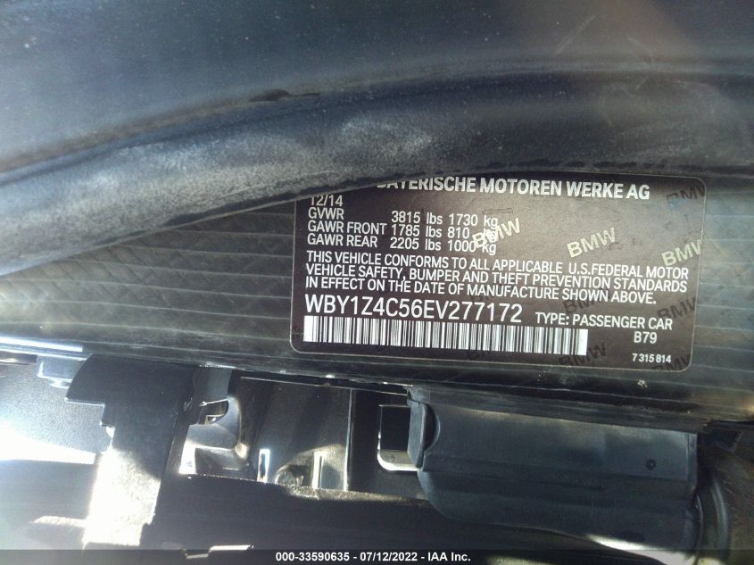 2014 BMW I3 WBY1Z4C56EV277172
