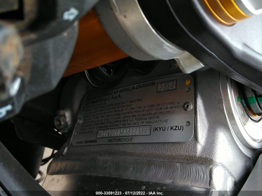 2021 APRILIA RSV4 1100 ZD4KYUA05MS000128