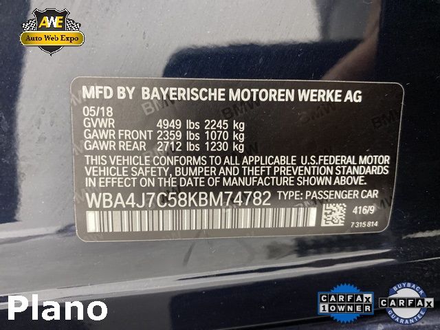 2019 BMW 440XI GRAN COUPE WBA4J7C58KBM74782